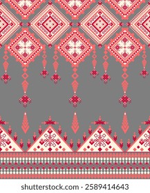 Pink Seamless pattern, Ethnic, Tribe, Motifs, Fabric weaves, Bandana print silk, Sarong, Pattern design for  Decoration, Textile, Wrap, Decorative 