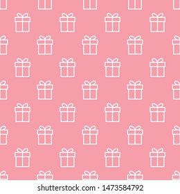 Pink seamless pattern with gift icons