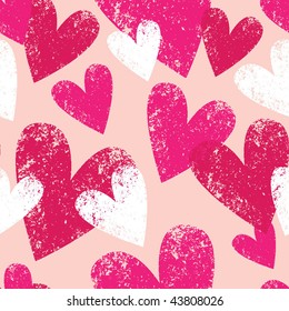 pink seamless pattern with grunge hearts