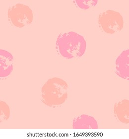 Pink seamless pattern with hand drawn style rounds. Vector illustration.