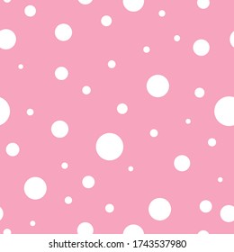 Patrón transparente rosa.  Ilustración vectorial dibujada a mano. Punto rosa sobre fondo blanco. Textos para impresión, envasado, textiles, papel pintado