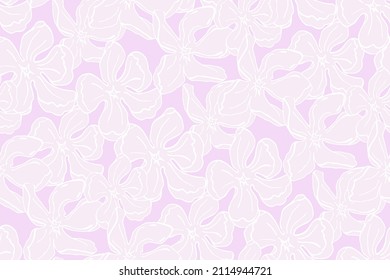 Patrón transparente rosa. La vegetación floral a mano para el diseño. Tinta dibujada 