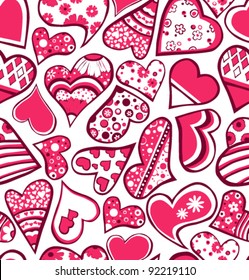 Pink seamless pattern with hearts