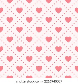 Patrón transparente rosa con corazones y puntos