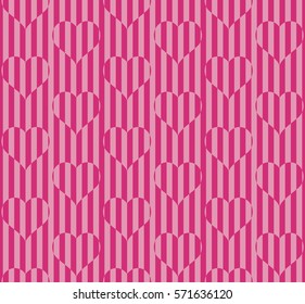 Padrão sem emenda rosa com corações para o papel de embrulho do presente do dia dos namorados. Plano de fundo de vetor inclinável.