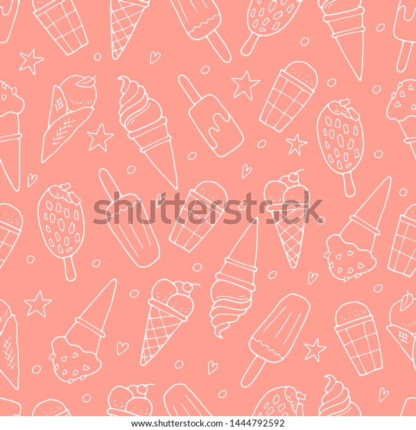 Pink Seamless Pattern Ice Cream Stock Vector Royalty Free 1444792592