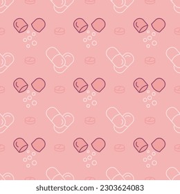 pink seamless pattern of medicines tablets and pills