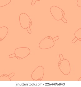 Pink seamless pattern with outline ice cream