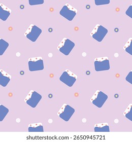 Pink seamless pattern with sanitary pads. Flat and clean design for feminine hygiene, product packaging or blog visuals.