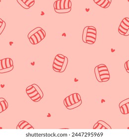 Pink seamless pattern with sashimi