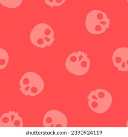 Pink seamless pattern with pink skulls