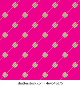 Pink seamless pattern with sport barbell.