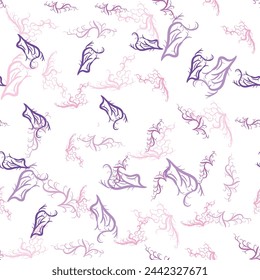 Pink Seamless pattern with starfish, corals, pearls and shells. Vector background with a marine theme