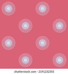 Pink seamless pattern for textile and wrapping paper, round disc wheel vector illustration eps