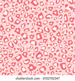 Pink seamless pattern with tiger or leopard texture. Repetitive background with jaguar animal print. Luxurious material with coat and fur of cheetah, panther or wild cat.