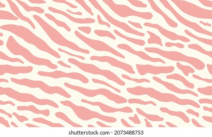 Pink seamless pattern with tiger stripes. Animal print. Abstract wild pattern with texture. Vector hand drawn illustration.