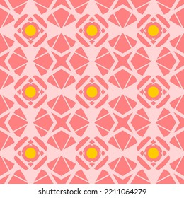 Pink Seamless Pattern with Tribal Shape. Pattern designed in Ikat, Aztec, Moroccan, Thai, Luxury Arabic Style. Ideal for Fabric Garment, Ceramics, Wallpaper. Vector Illustration.