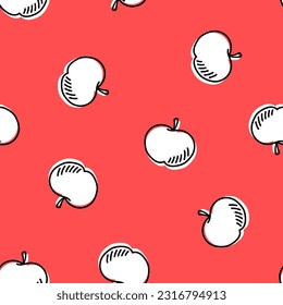 Pink seamless pattern with white apples