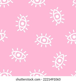 Patrón transparente rosa con ojos blancos.