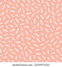 Pink seamless pattern with white flower leaves