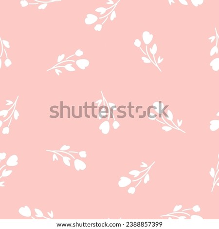 Pink seamless pattern with white flowers