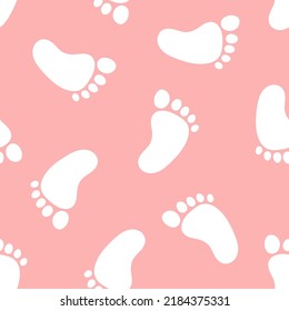 Pink seamless pattern with white footprints.