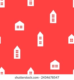 Pink seamless pattern with white house