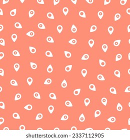 Pink seamless pattern with white map pin