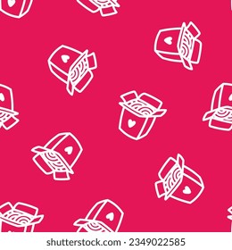 Pink seamless pattern with white noodle box