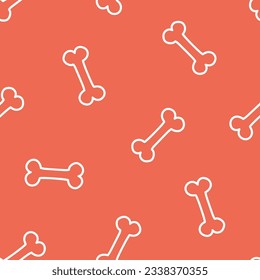 Pink seamless pattern with white outline bones