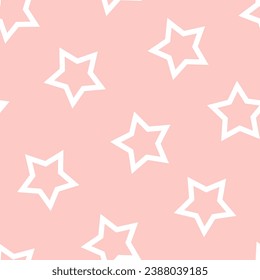 Pink seamless pattern with white outline stars