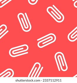 Pink seamless pattern with white paperclip