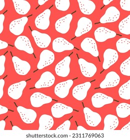 Pink seamless pattern with white pears