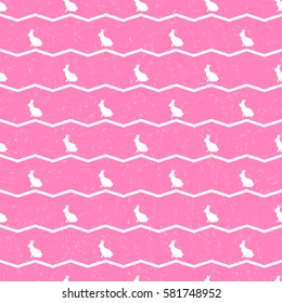Pink seamless pattern with white rabbitss. Vector texture for web pages, wallpaper, tablecloth, packaging, wrapping paper, textile, background for invitation card or holiday decor.