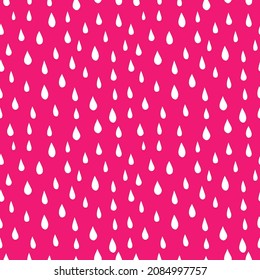 Pink seamless pattern with white raindrops.