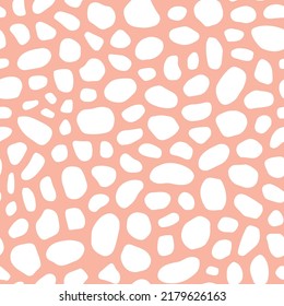 Pink seamless pattern with white  spots or sea pebbles.