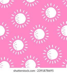 Pink seamless pattern with white stars
