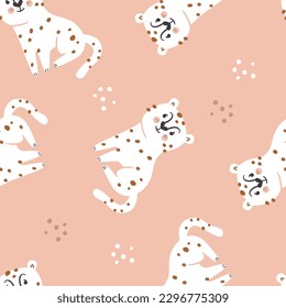 Pink seamless pattern with wild cheetahs. Pattern for bedroom, wallpaper, kids and baby wear.