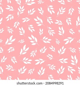 Pink seamless patterns with white flower leaves.
