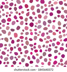 Pink Seamless Random Dot. White Color Dot. Vector Spot Birthday. Pink Bright Background Color. Pink Happy Polka Background. Small Pattern Cute Effect. Geometric Eps Dot Pattern. Abstract Graphic Drop.
