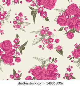  Pink Seamless Roses Vector Pattern