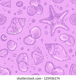 Pink seamless seashells pattern