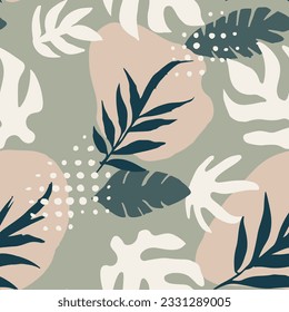 Pink Seamless Summer Organic Template Pattern. Black Seamless Doodle Decorative Watercolor, Seamless Wallpaper. Yellow Repetitive Decoration Foliage Ornament Design. 