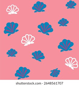Pink seamless summer pattern with sea shells