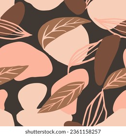 Pink Seamless Summer Plant Scribble Design. Purple Continuous Abstract Tree Ornament, Seamless Background. Vibrant Seamless Contemporary Tropic Decor Print. 