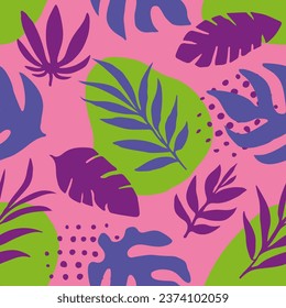 Pink Seamless Summer Plant Textile Wallpaper. Gradient Repeated Elegant Beautiful Lines, Seamless Pattern. Green Endless Abstract Blossom Decor Texture. 