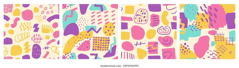 Pink Seamless Summer Trendy Lines Collection. Colorful Continuous Round Isolated Template, Seamless Swatch. Blue Repetitive Grunge Beautiful Decor Paper
