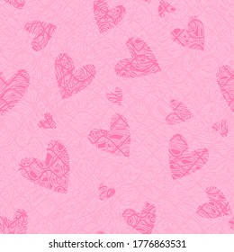 Pink seamless texture with hearts. Abstract vector background for web page, banners backdrop, fabric, home decor, wrapping, valentines day design