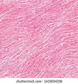 Pink seamless texture with wavy lines and hearts. Abstract vector background for web page, banners backdrop, fabric, home decor, wrapping, valentines day design