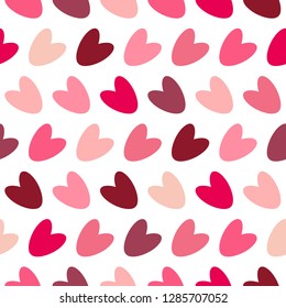  Pink seamless valentine pattern with colorful hearts.  Transparent background. Vector eps 8